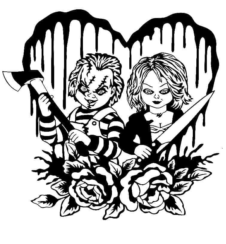 Chucky et Tiffany coloring page
