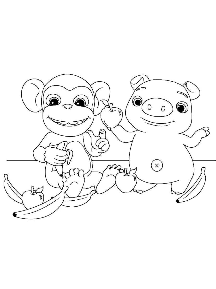 Cocomelon Mochi et Pepe coloring page
