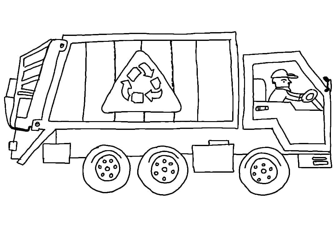 Conduire un Camion Poubelle coloring page