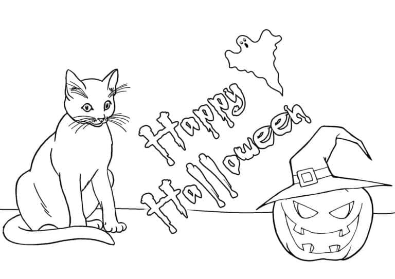 Dessin de Chat d’Halloween Gratuit coloring page
