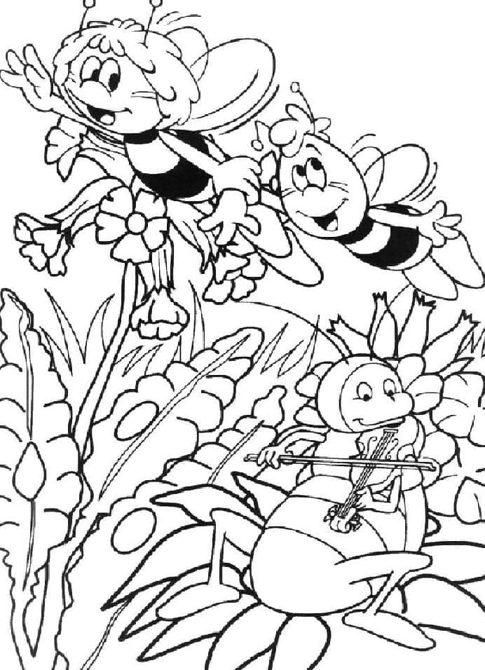 Coloriage Dessin de Maya l'Abeille et Willy Gratuit