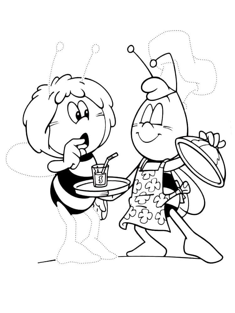 Coloriage Dessin de Maya l'Abeille et Willy