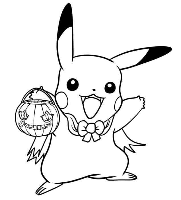 Coloriage Dessin de Pikachu d'Halloween Gratuit