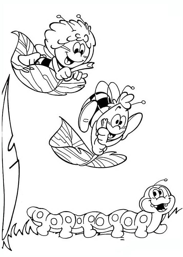 Coloriage Dessin Gratuit de Maya l'Abeille et Willy