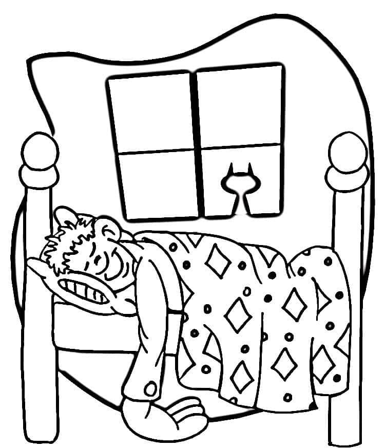 Dormir dans la Chambre coloring page