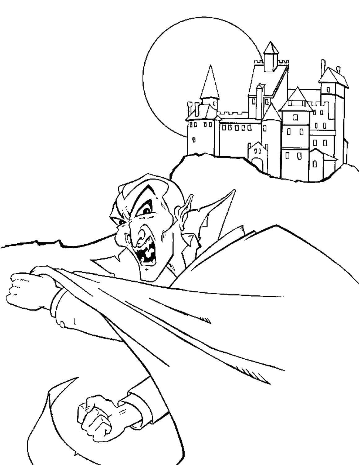 Coloriage Dracula avec Château