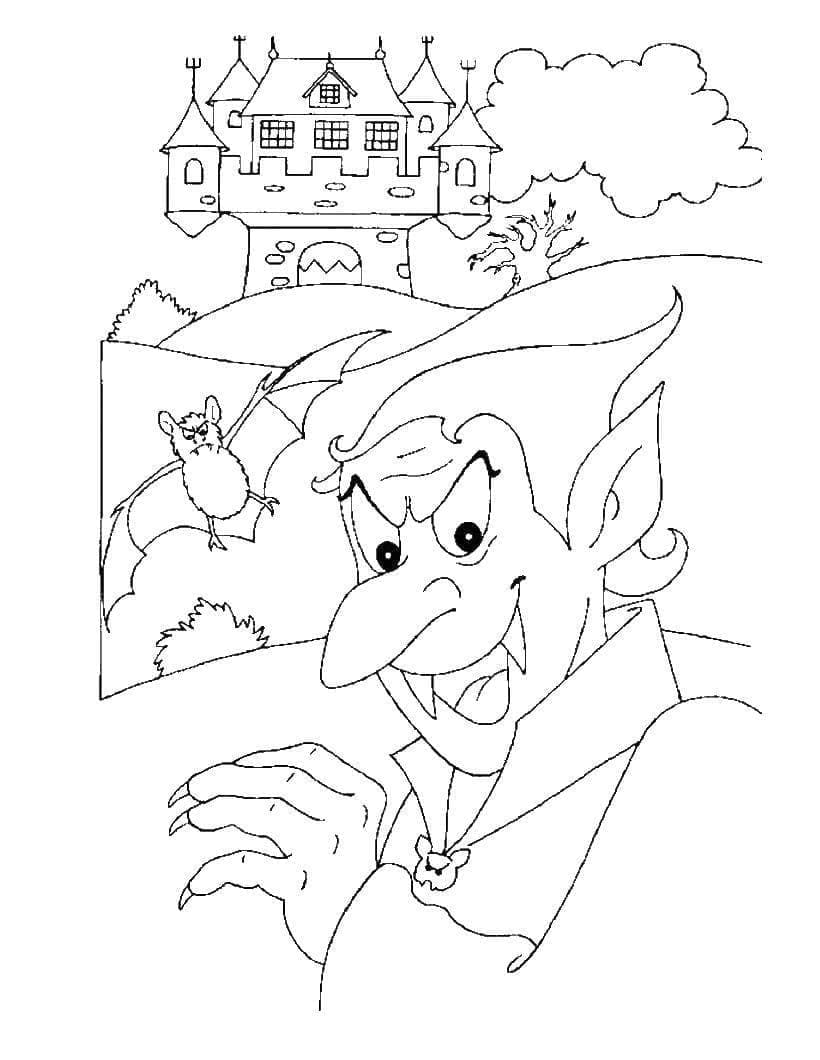 Dracula et le Château coloring page
