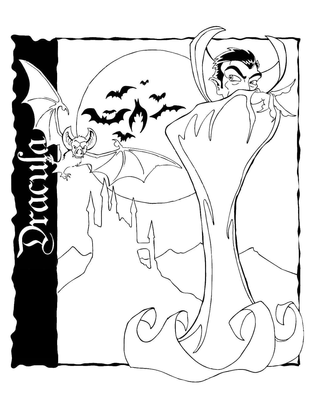 Dracula et les Chauves-souris coloring page