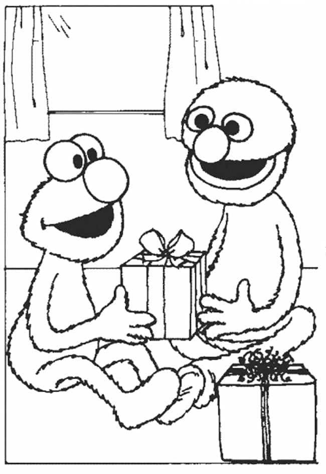 Elmo et Grover coloring page