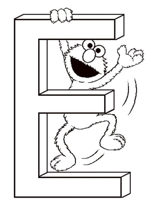 Elmo et la Lettre E coloring page