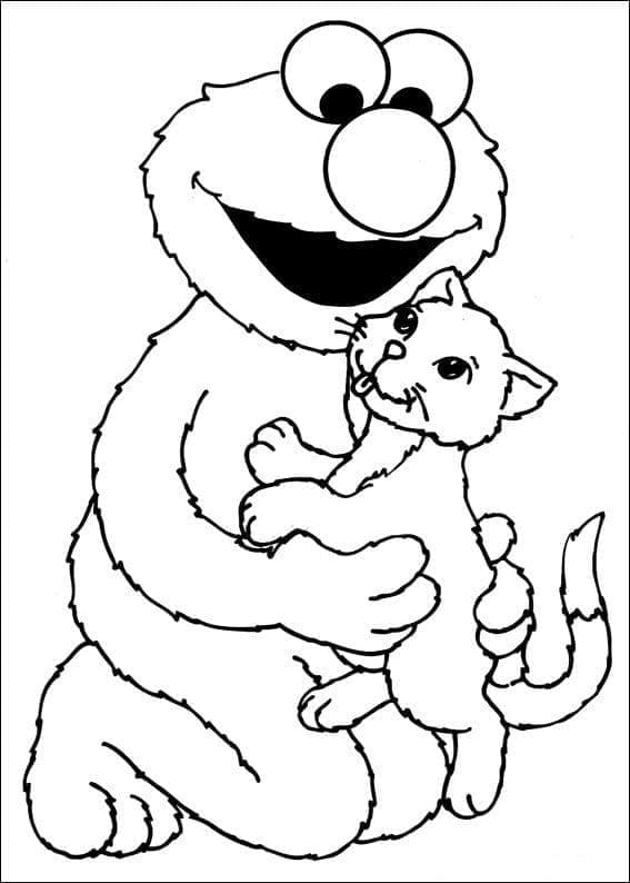Elmo et le Chat coloring page