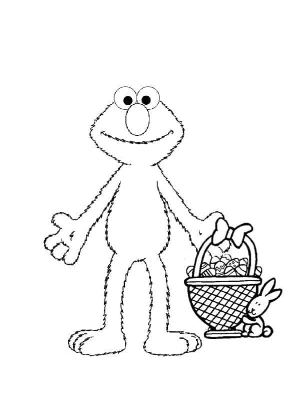 Elmo et le Panier de Pâques coloring page