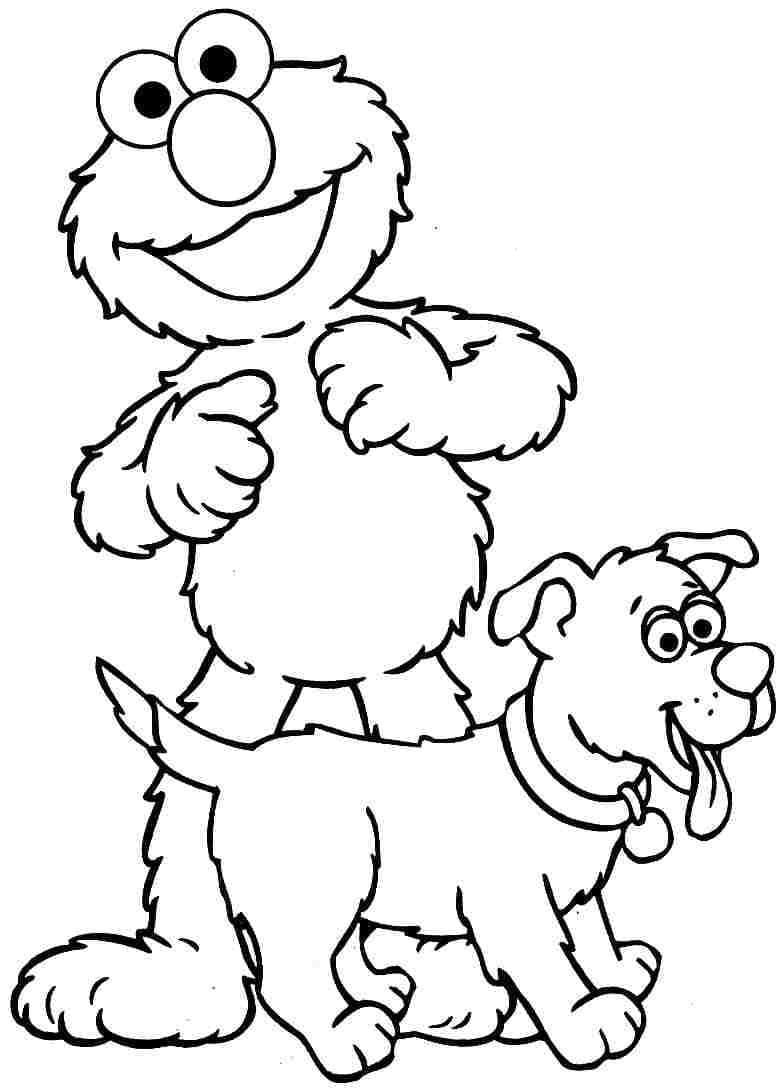 Elmo et Son Chien coloring page