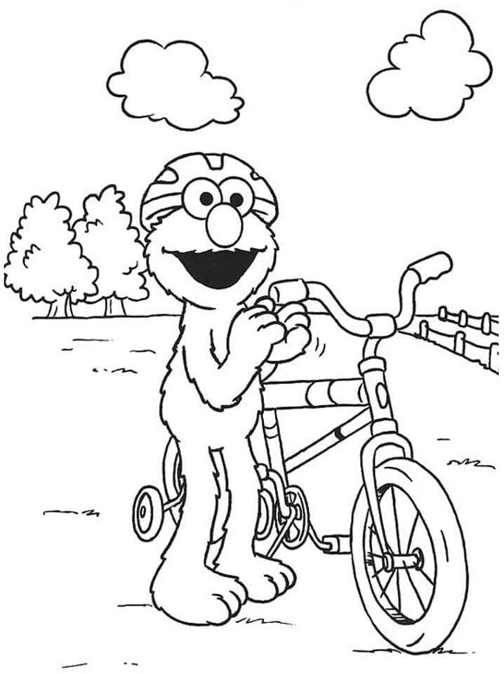 Elmo et Son Vélo coloring page