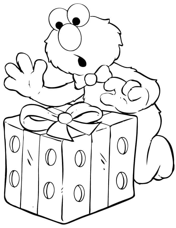 Elmo et un Cadeau coloring page
