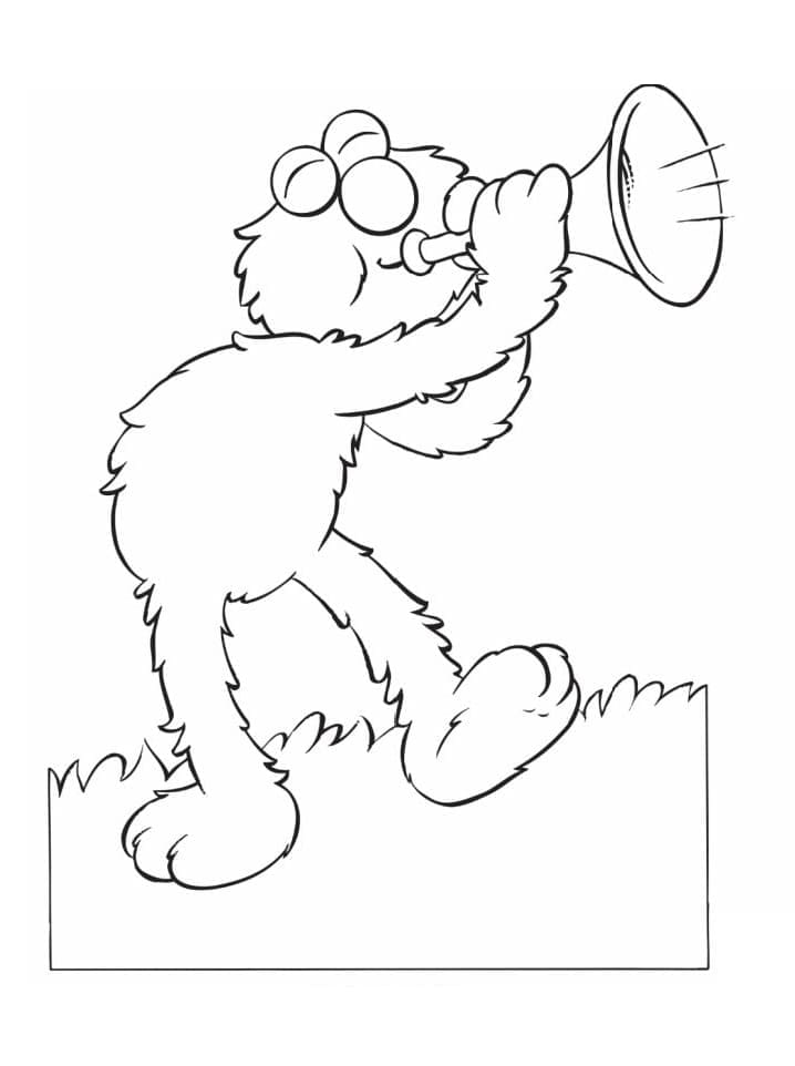 Elmo Joue de la Trompette coloring page