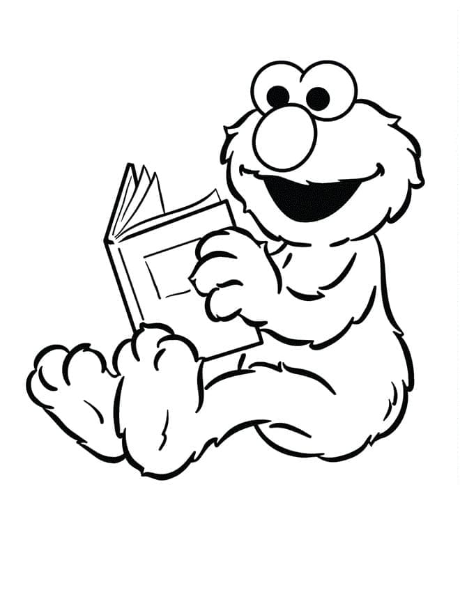 Elmo Lit un Livre coloring page