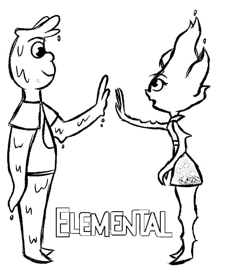 Flack Delamare et Flam Lumen dans Élémentaire coloring page