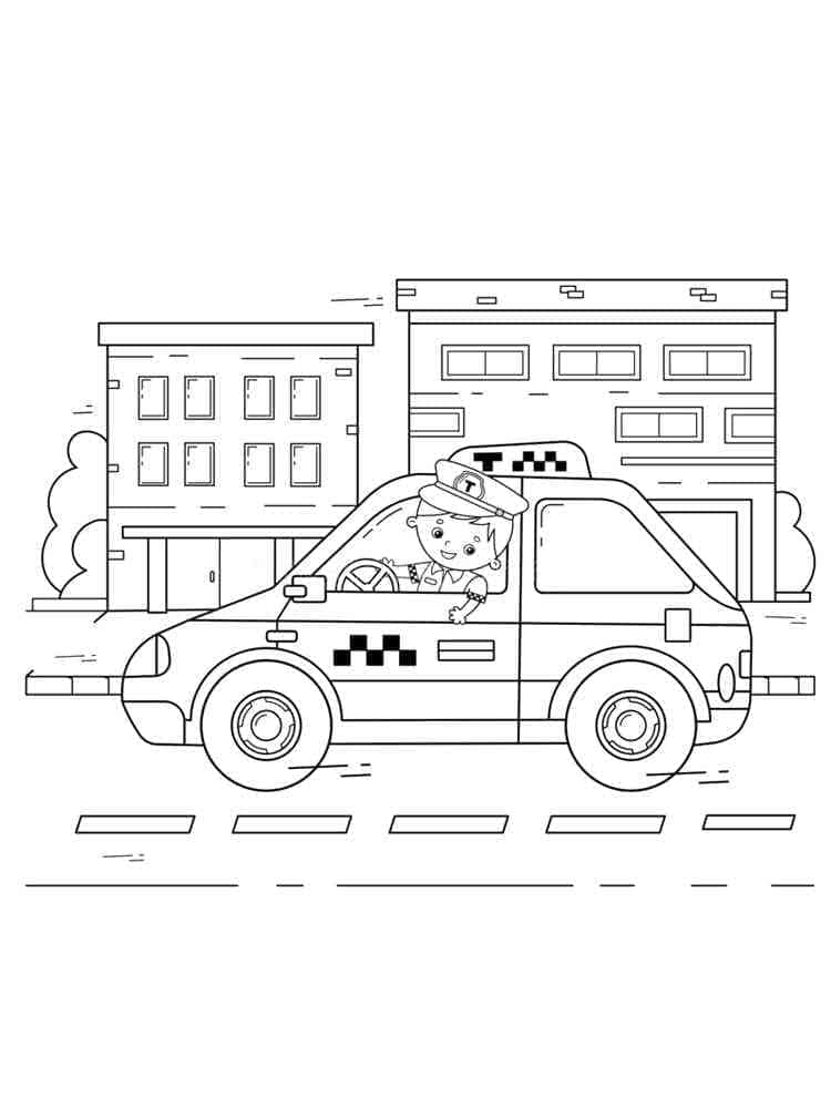Garçon Conduit un Taxi coloring page