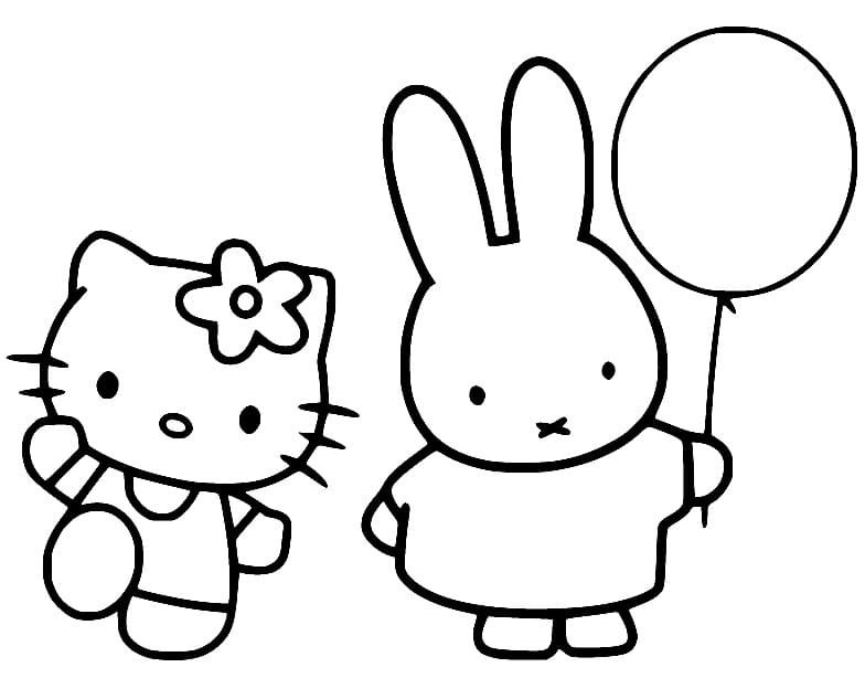 Hallo Kitty et Miffy coloring page