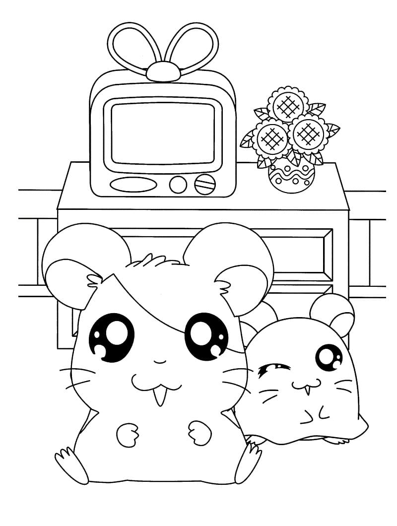 Hamtaro et Penelope coloring page