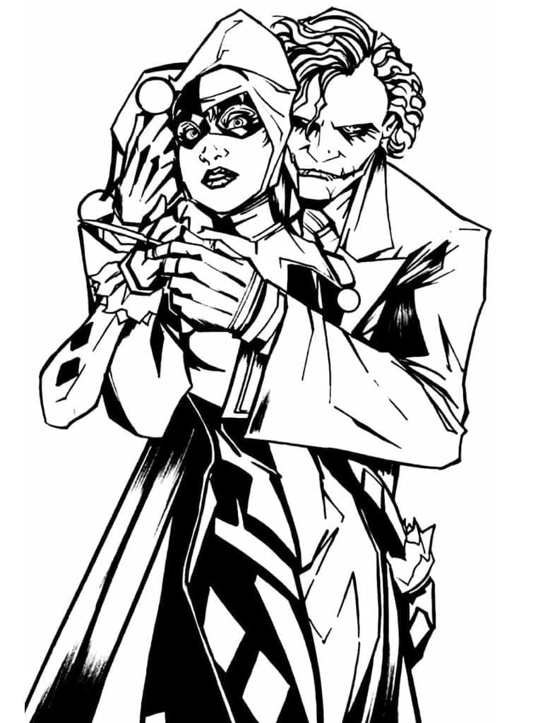 Coloriage Harley Quinn et Joker