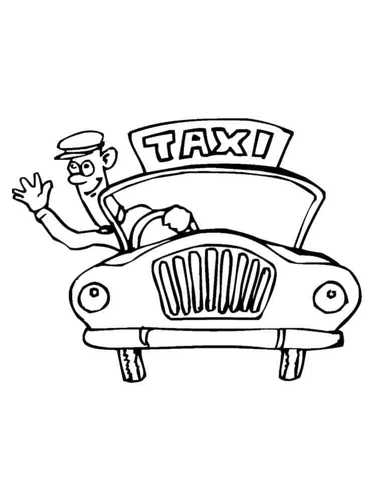 Homme Conduit un Taxi coloring page