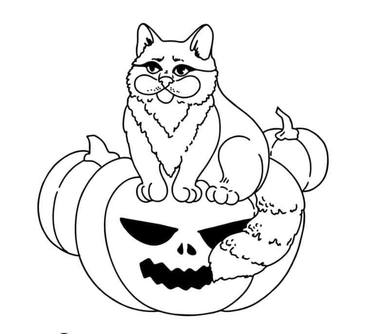 Coloriage Image de Chat d'Halloween