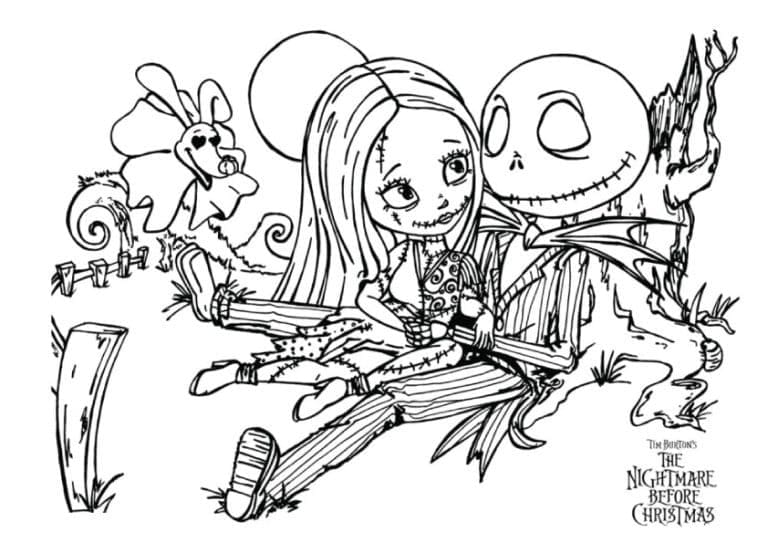 Coloriage Jack Skelington et Sally