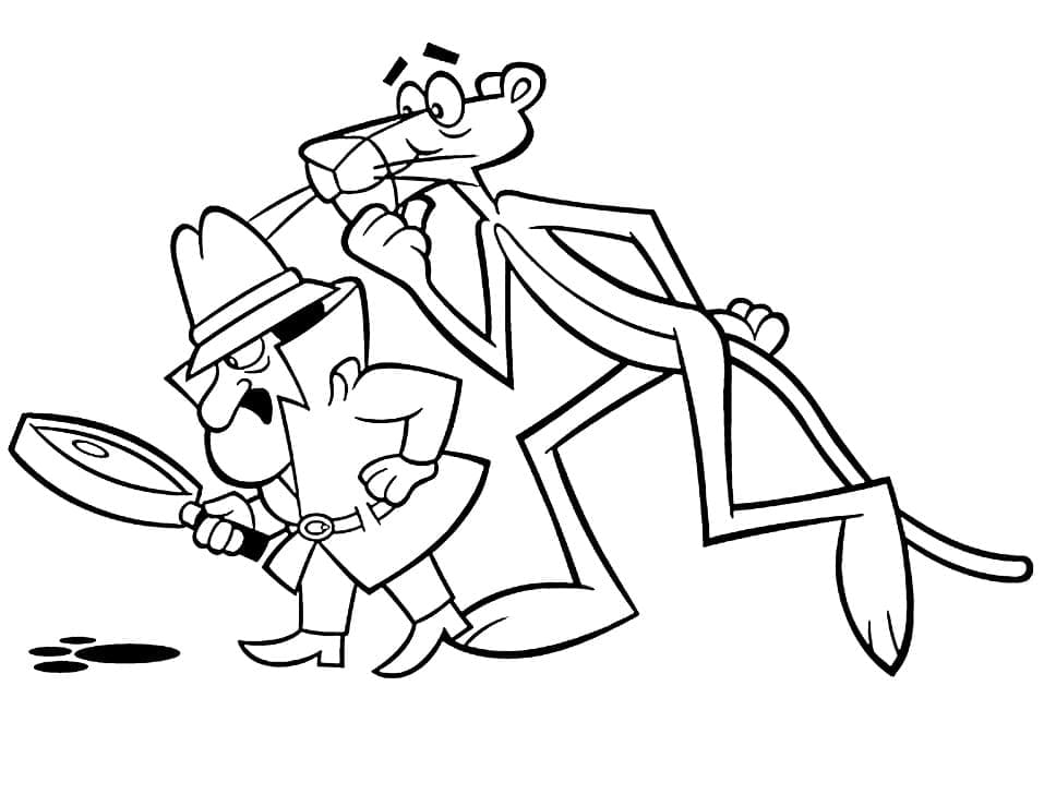 Jacques Clouseau et Panthère Rose coloring page