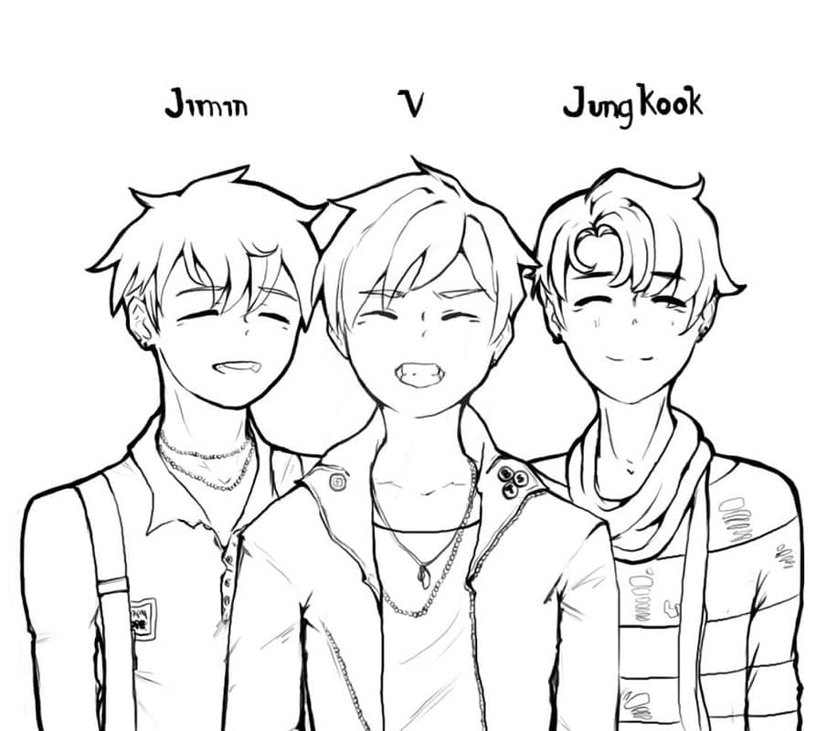 Jimin, V et Jungkook coloring page