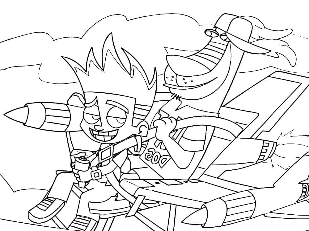 Johnny Test et Dukey coloring page