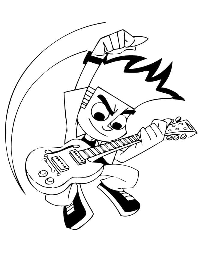 Johnny Test Joue de la Guitare coloring page