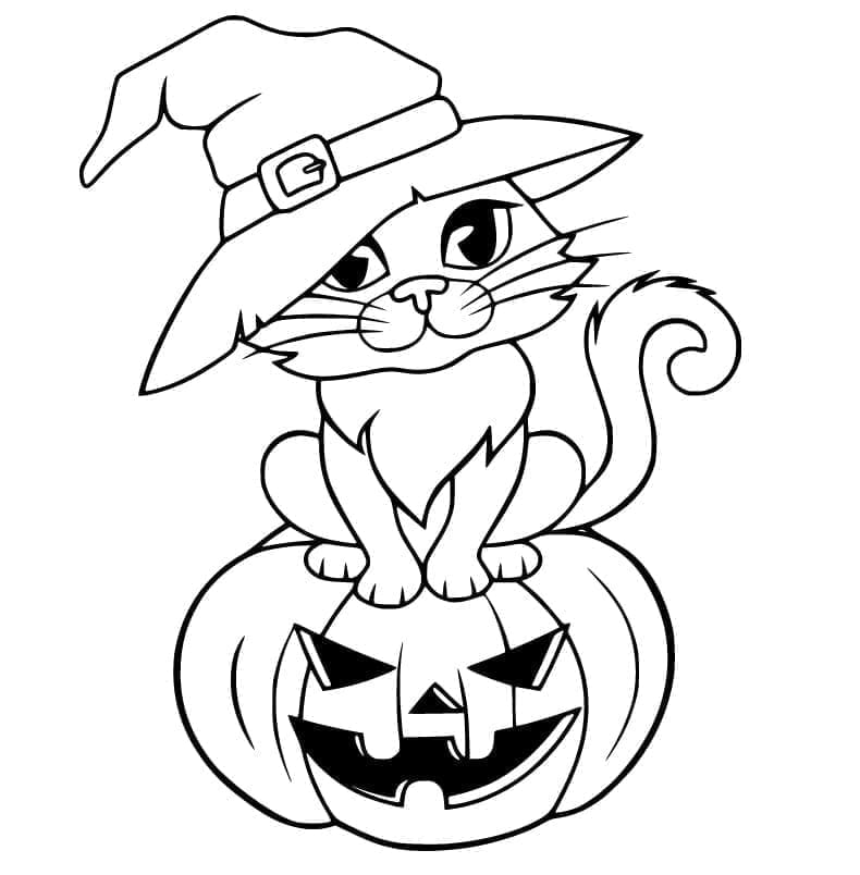 Joli Chat d’Halloween coloring page
