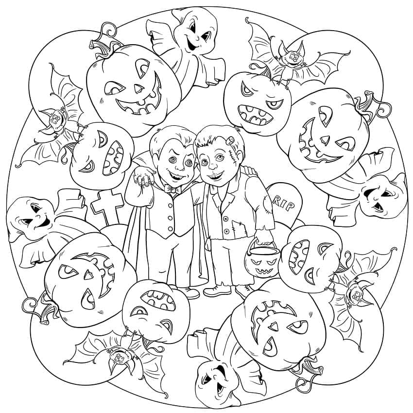 Joli Mandala d’Halloween coloring page