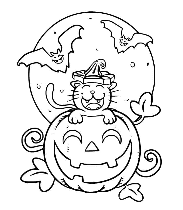 Joyeux Chat d’Halloween coloring page