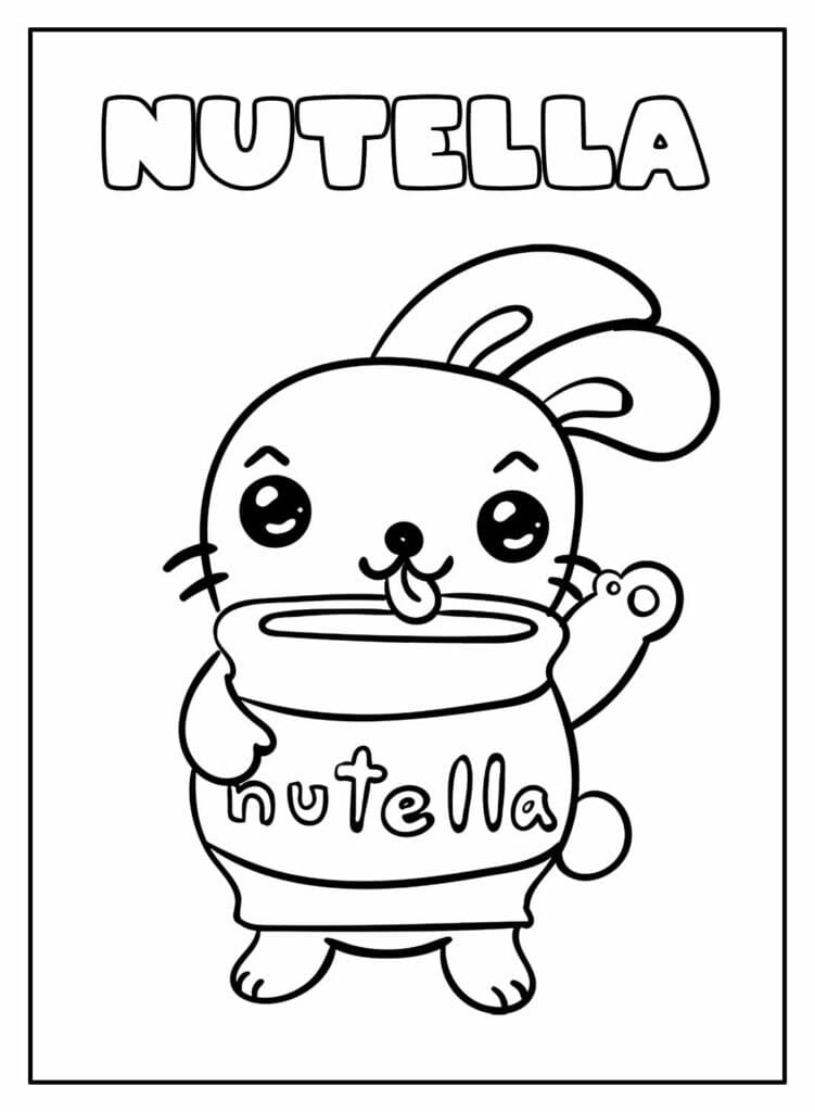 Kawaii Nutella et Lapin coloring page