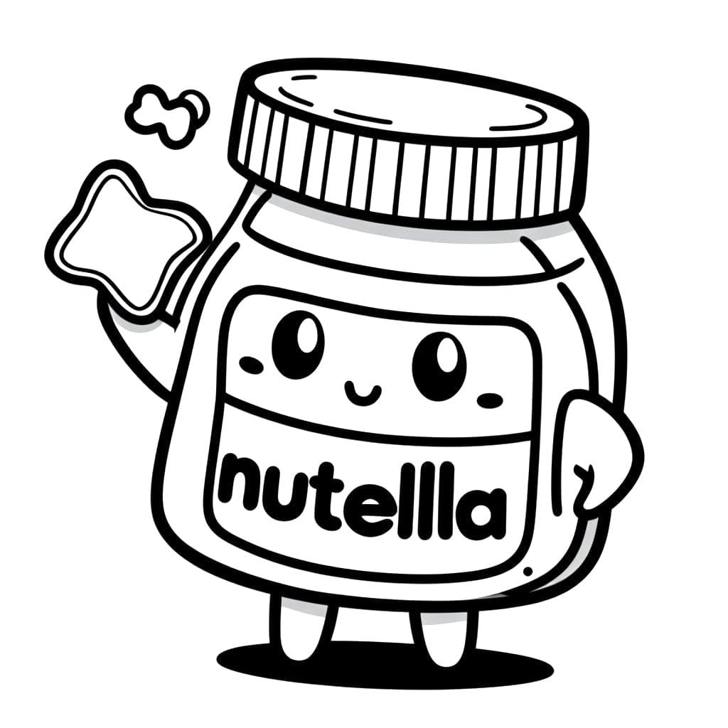 Coloriage Kawaii Nutella Gratuit Pour les Enfants