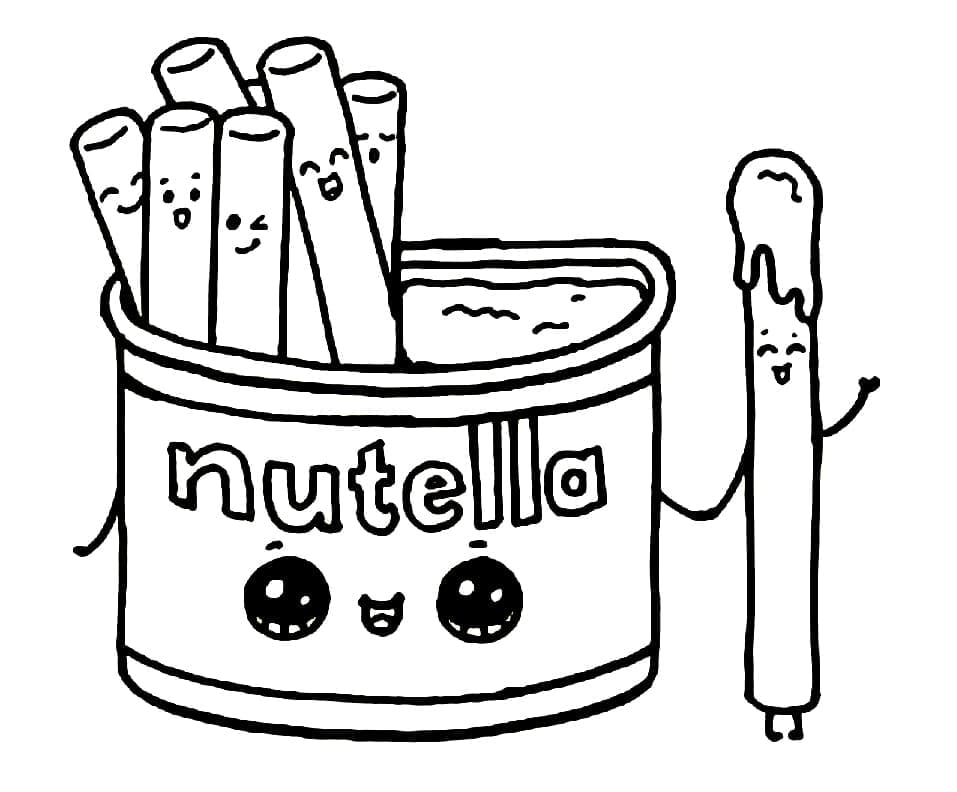 Kawaii Nutella Imprimable coloring page