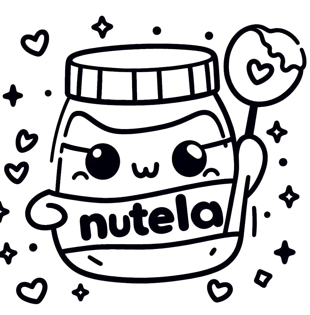 Kawaii Nutella Pour Enfants coloring page