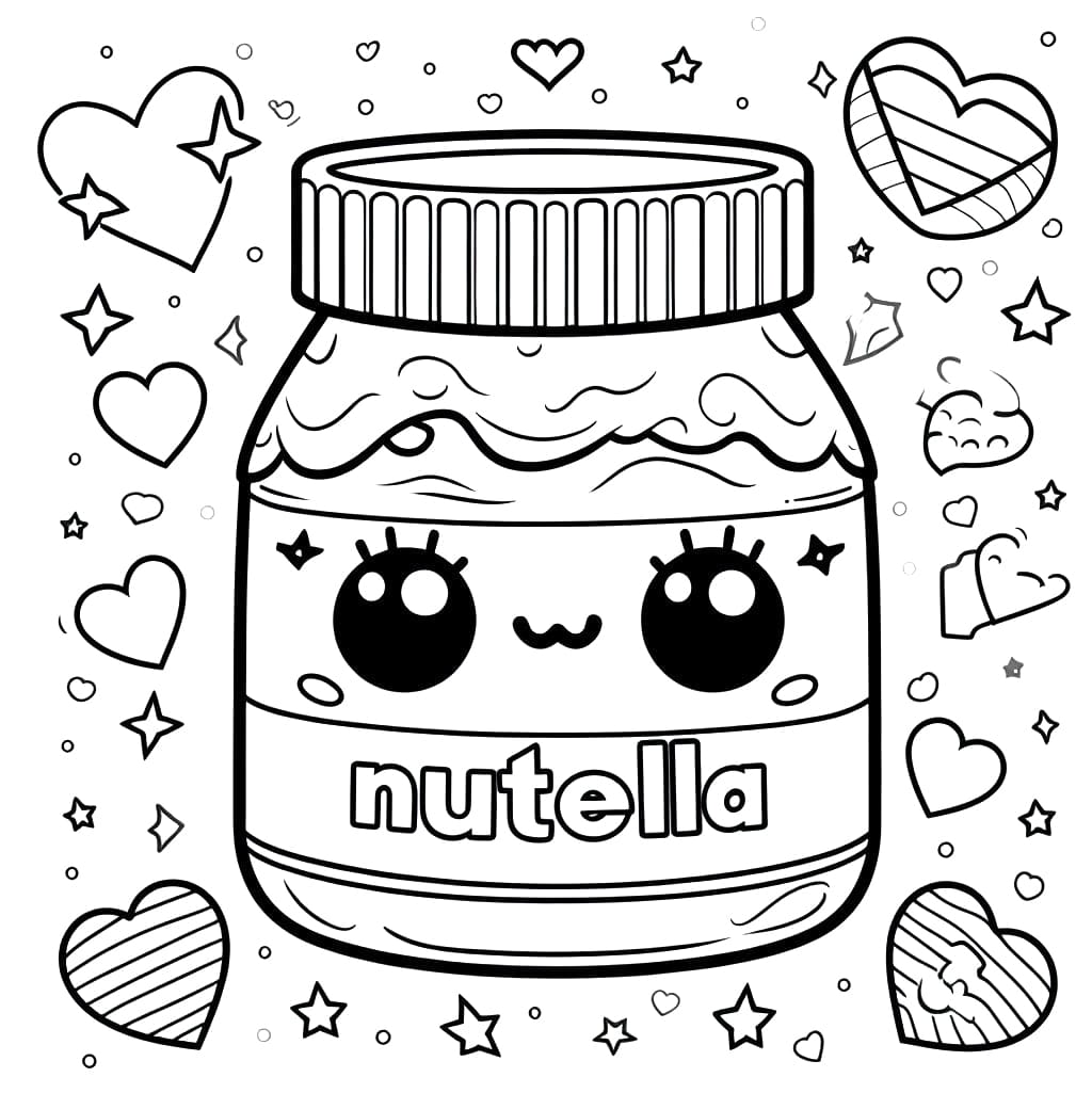 Coloriage Kawaii Nutella Pour les Enfants