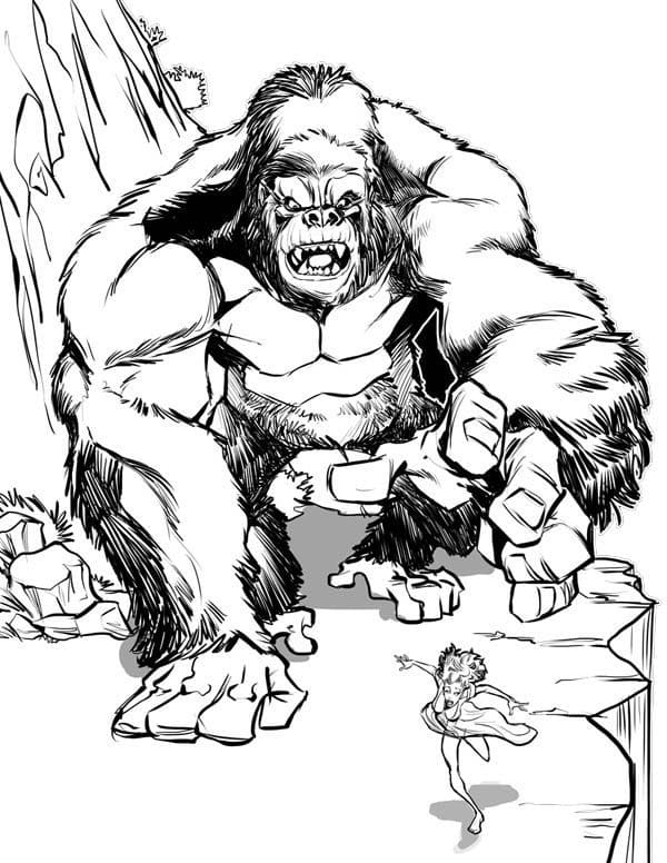 King Kong et Fille coloring page