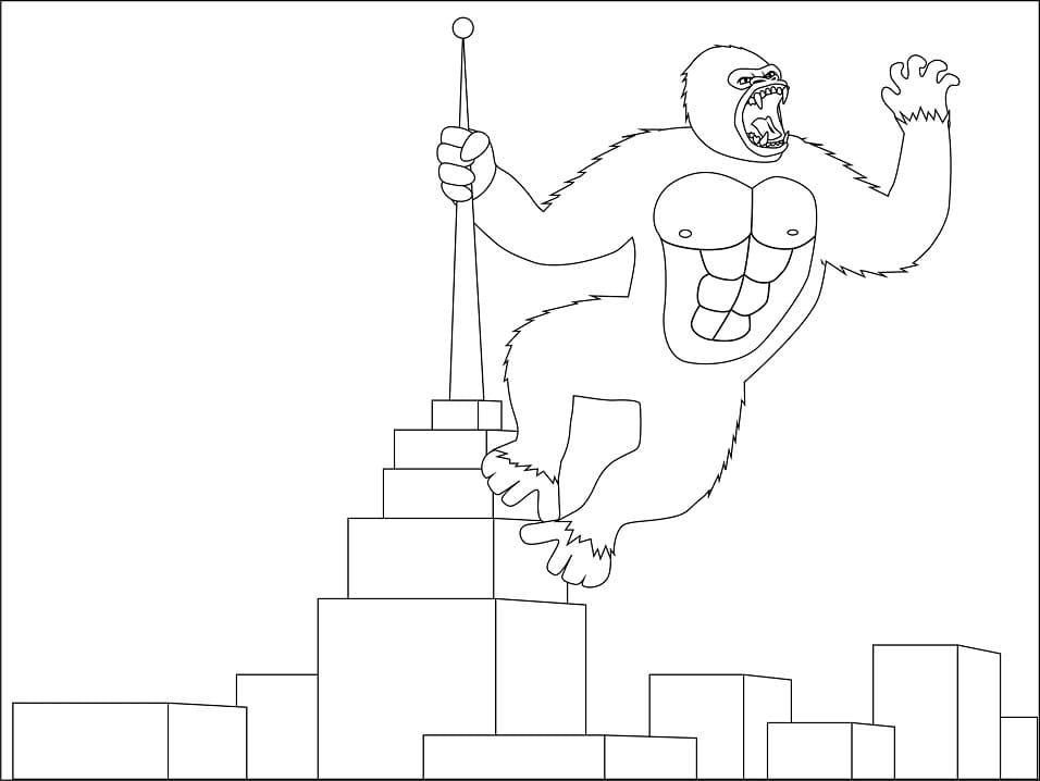 Coloriage King Kong sur le Bâtiment