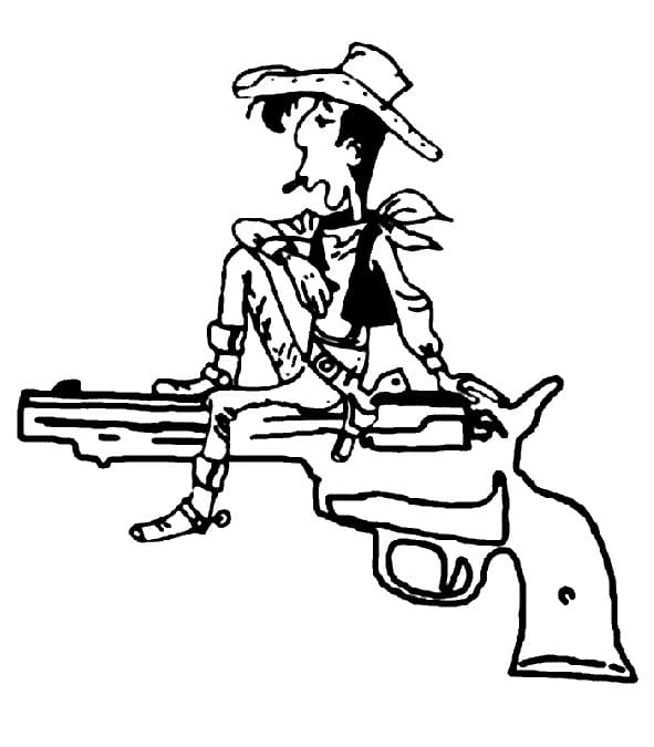 Coloriage Lucky Luke avec Pistolet