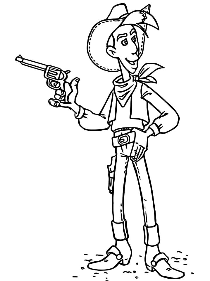 Coloriage Lucky Luke avec un Pistolet