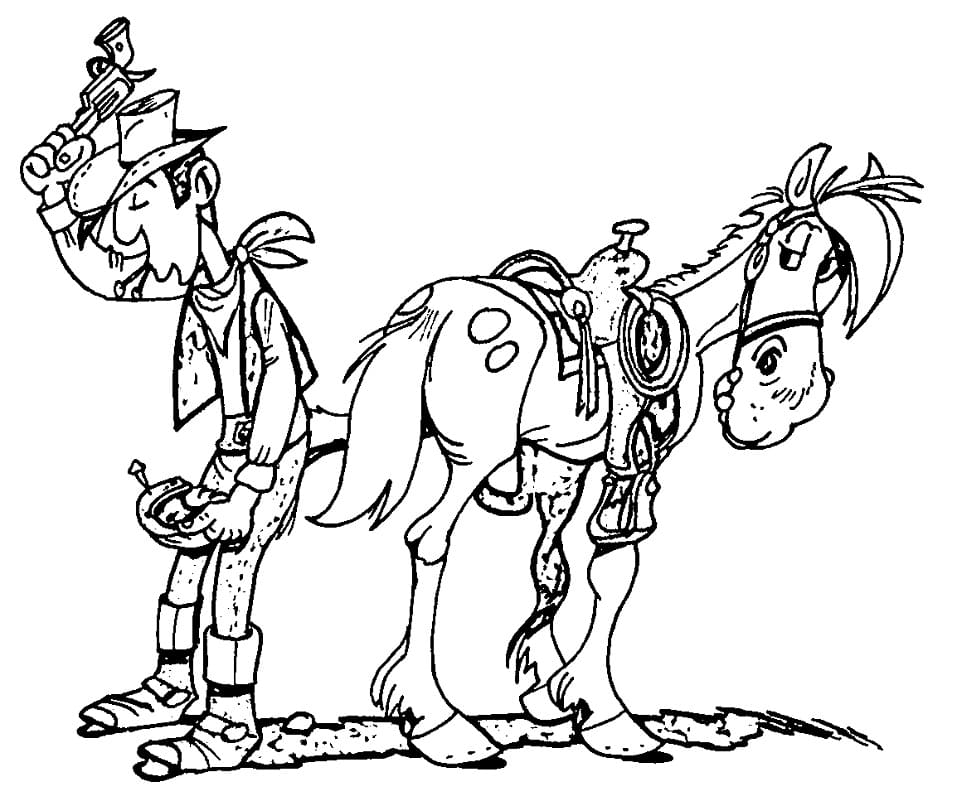 Lucky Luke et Cheval coloring page
