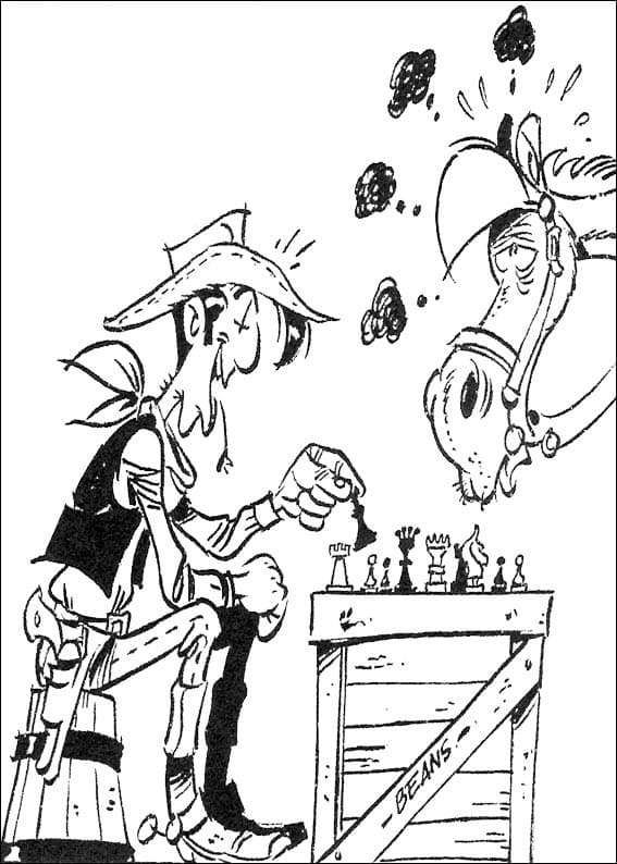 Coloriage Lucky Luke Joue aux échecs