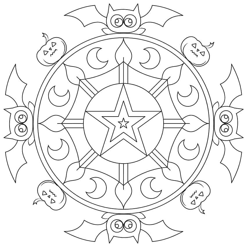 Mandala de Chauves-souris d’Halloween coloring page