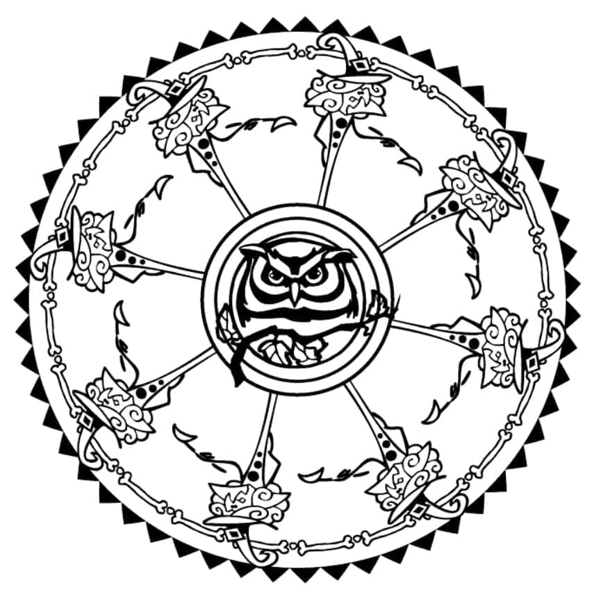 Mandala de Chouette d’Halloween coloring page