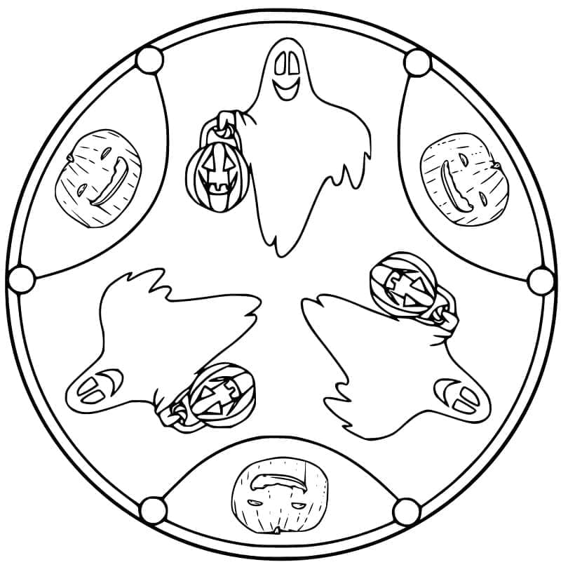 Mandala de Fantômes d’Halloween coloring page